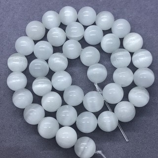 Image of thu nhỏ White Cats Eye Beads 4-12mm Round Natural Loose Opal Stone Bead Diy for Jewelry #1