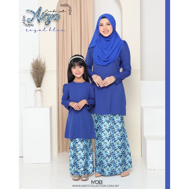 Shop Malaysia Moff Mum And Kids Kurung Aisya In Royal Blue Shopee Singapore