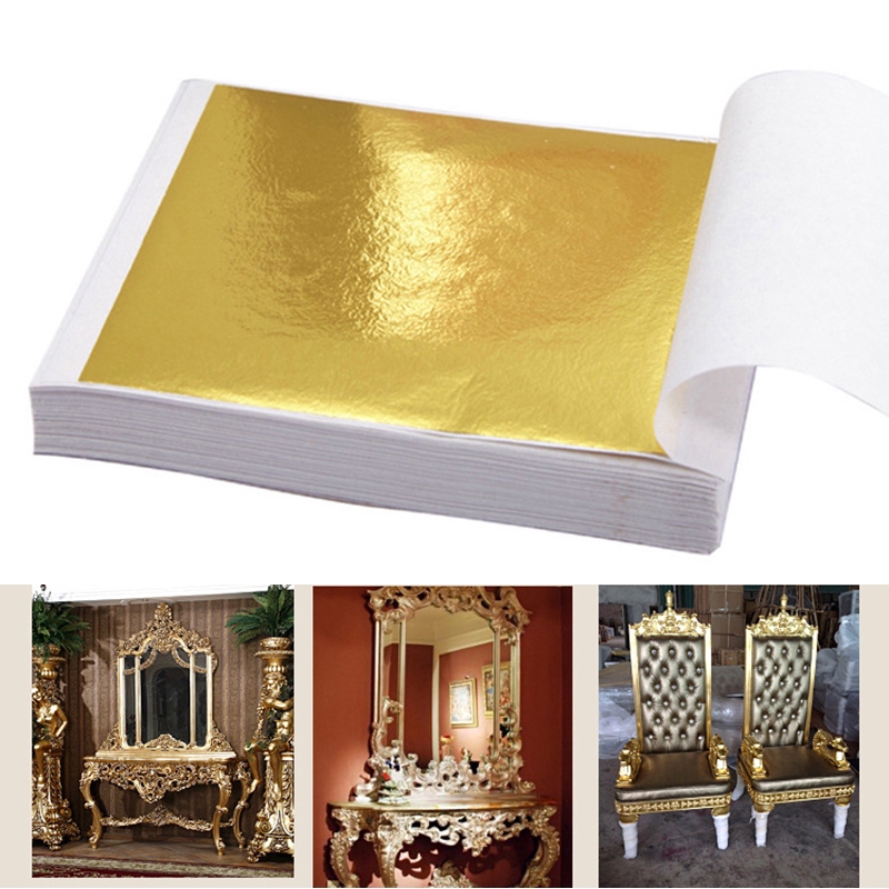 100pcs Set Gold Silver Leaf Sheets For Art Crafts Design Gilding Framing Scrap Home Decoration Gold Leaf Paper Shopee Singapore