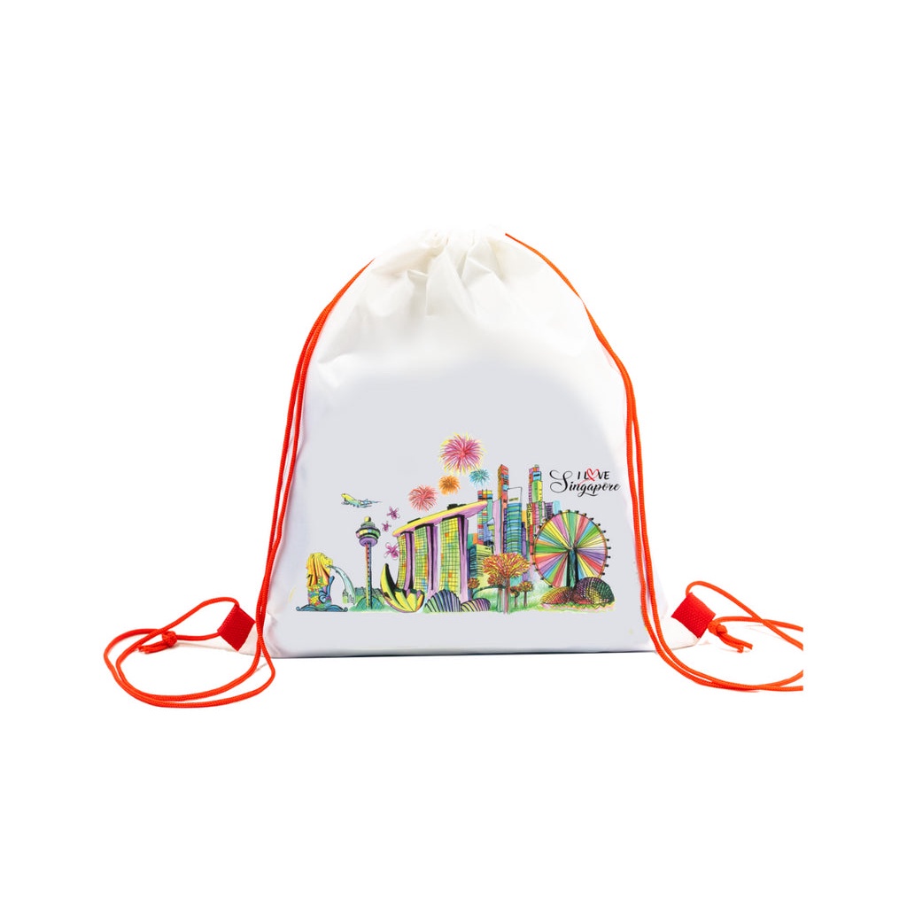 National Day Singapore Design Drawstring Nylon Sports Bag (CCA Bag