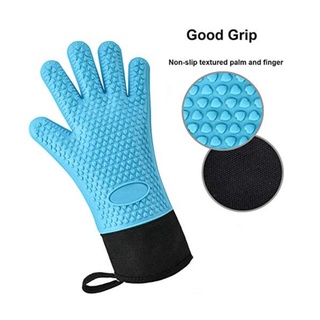 [SG] 2PCS Silicone Heat Resistant Oven Glove/Oven Mitt with Cotton Lining/Long Cuff Waterproof for Cooking/Baking #4
