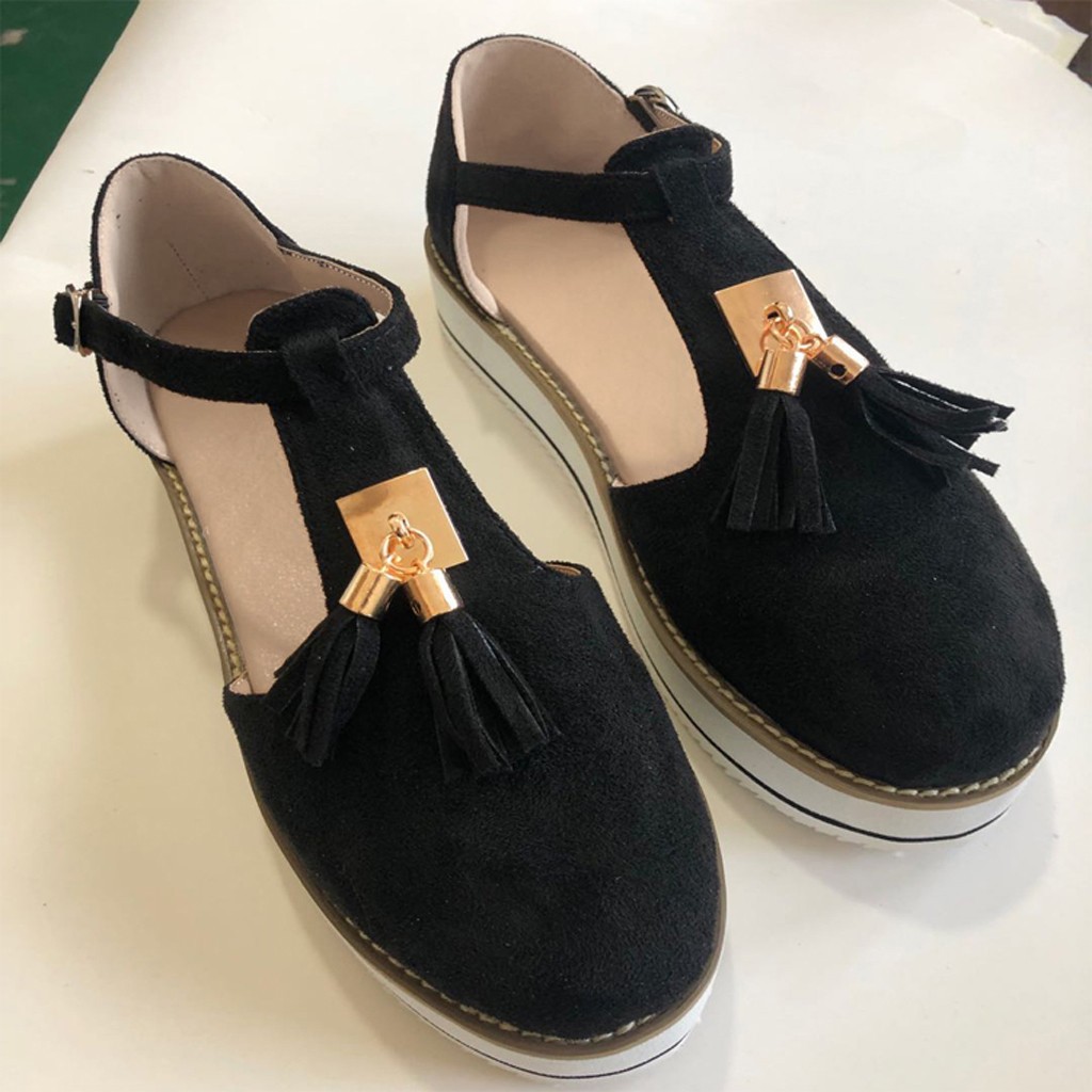 buckle strap casual flats loafers
