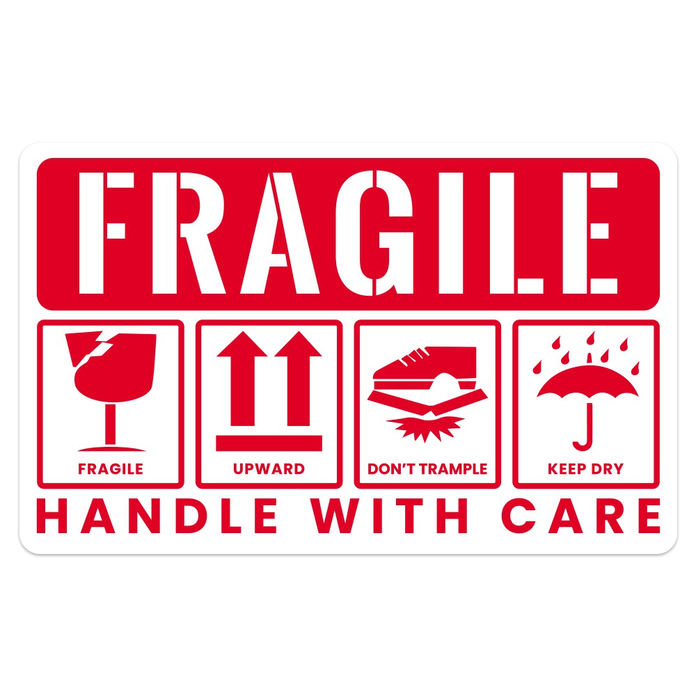 50pcs Red Fragile Reminder Warning Stickers 8x5cm Handle With Care Label Stickers For Fragile Express Parcels Packages Shopee Singapore
