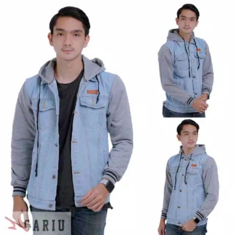 Raglan Hoodie Denim Jacket - Men's 