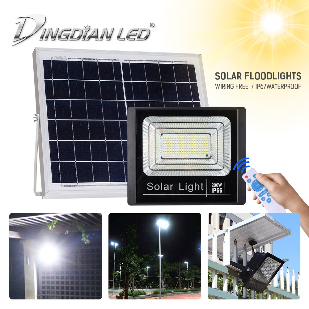 DINGDIAN LED Solar Floodlight Remote Control+Light Control 15W 25W 40W ...