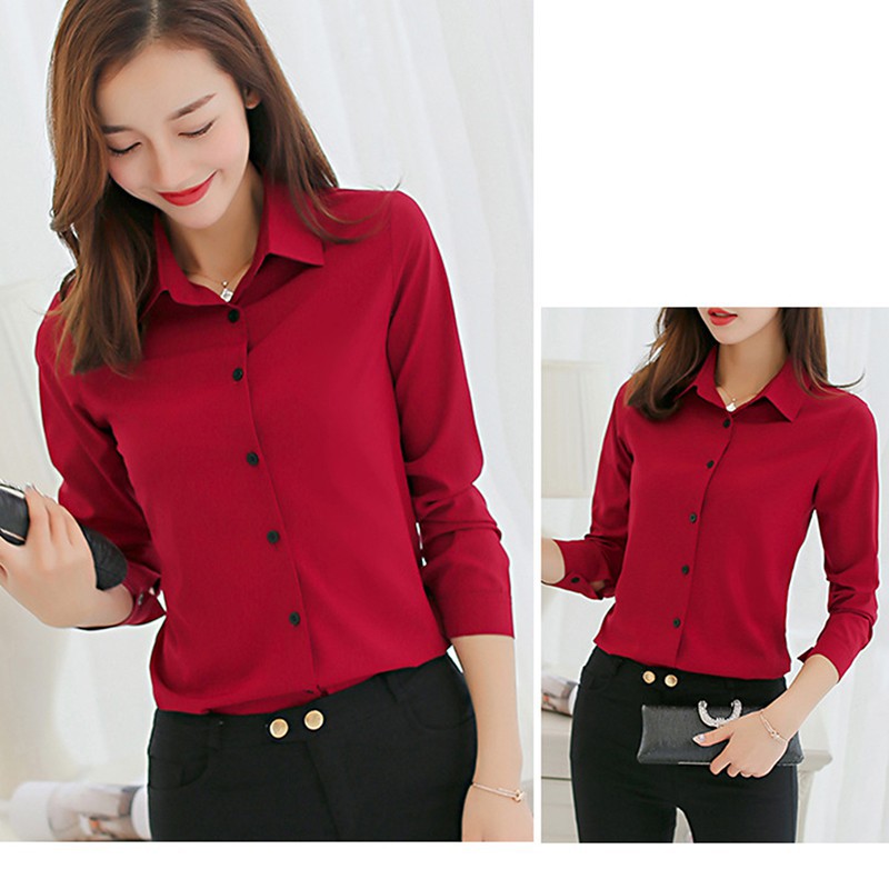 Colorful Blouse  Shirt Long Sleeve Work Wear Office Set 