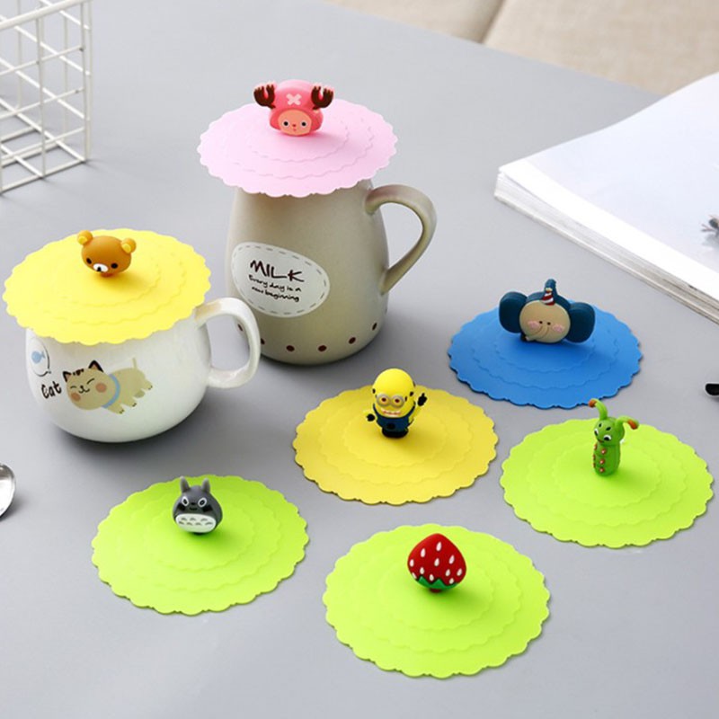Cute Silicone Tea/Coffe Seal Lid Cup Cover Anti-dust Cartoon Elephant/Panda 