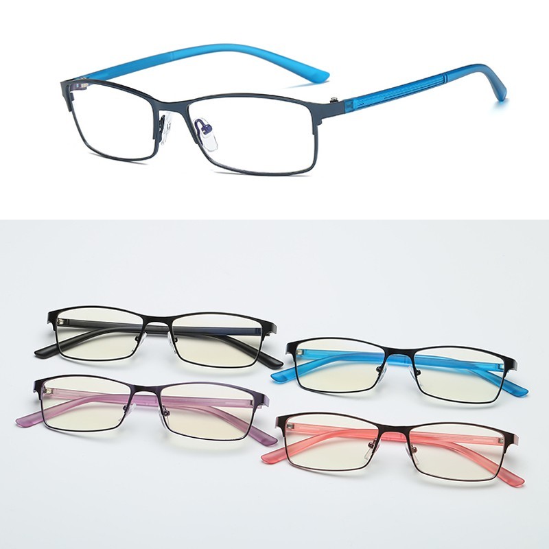 square frame glasses vintage Metal eyeglasses myopia plain glass