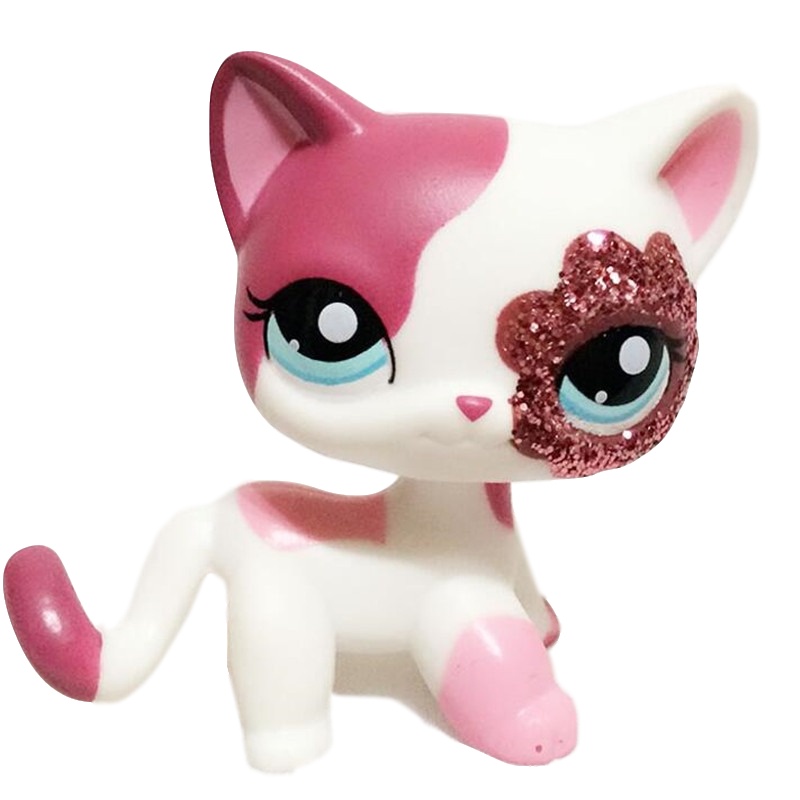 2pcs LPS Animals Littlest Pet Shop Pink Sparkle & Cream Curl Hair Cat 2291 1170 