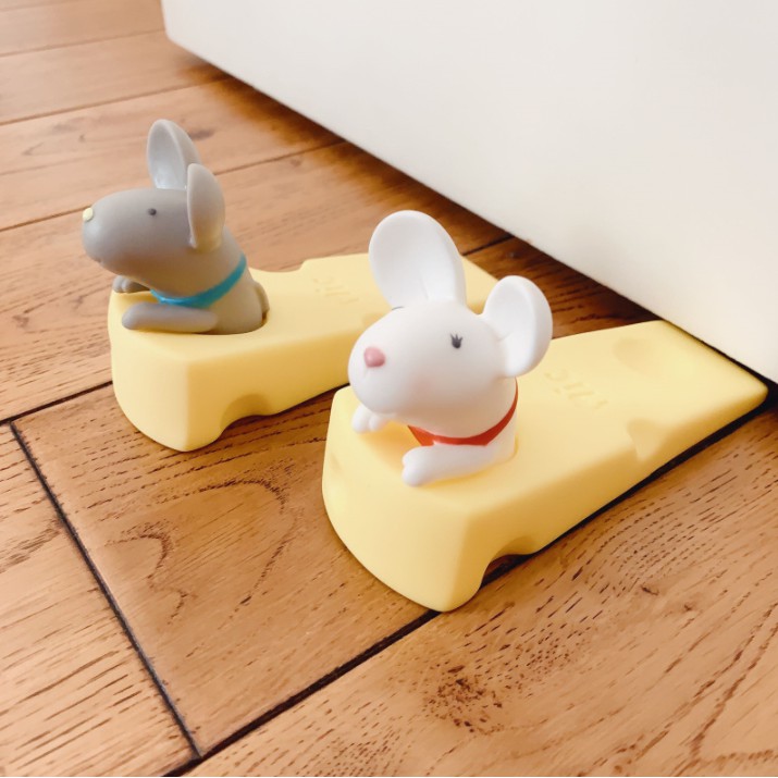 gray Sevenfly Cute Mouse Silicone Door Stopper Gray Mouse Door Stop Decorative Animal Doorstop Door Wedge 