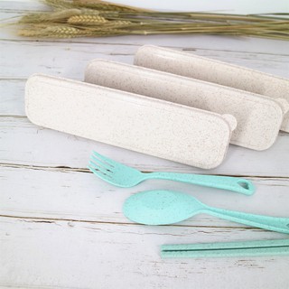 Wheat Straw Cutlery Utensil Tableware Travel Set lunch box table dining set Fork Chopstick Spoon #1