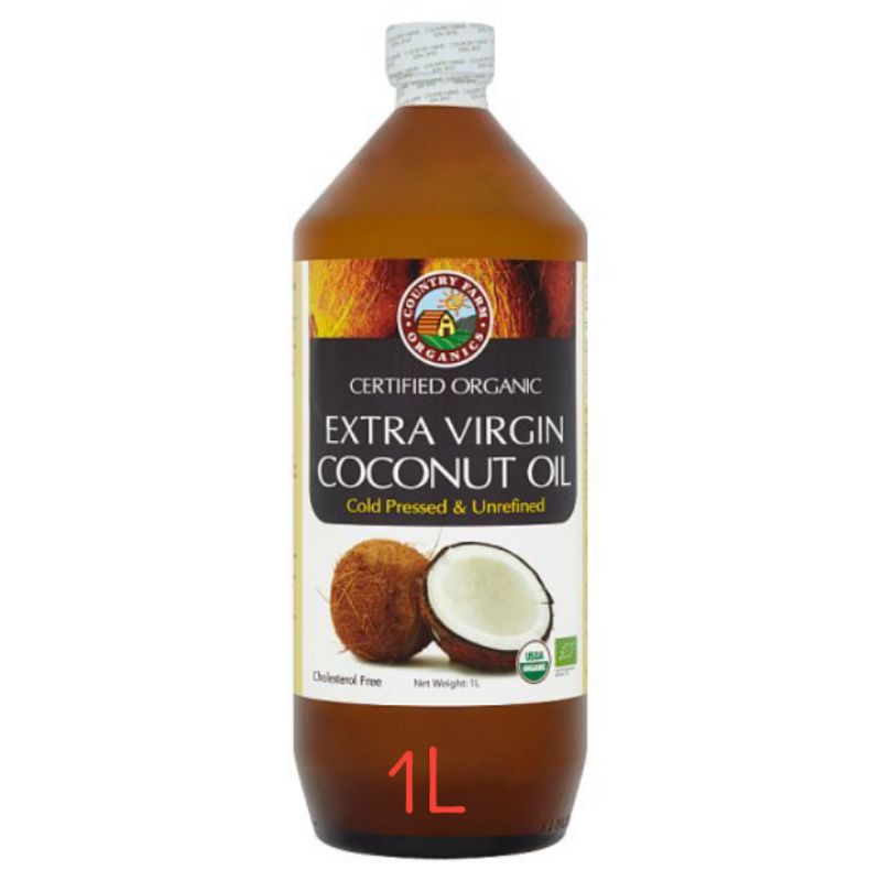 Shop Malaysia Country Farm Organics Organic Extra Virgin Coconut Oil 500ml 1l Shopee Singapore