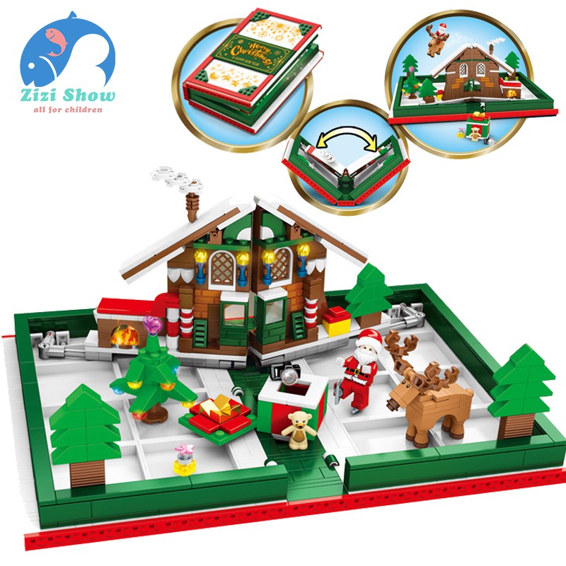 Kids Block Building Toys Christmas Book 3D House Creator ...