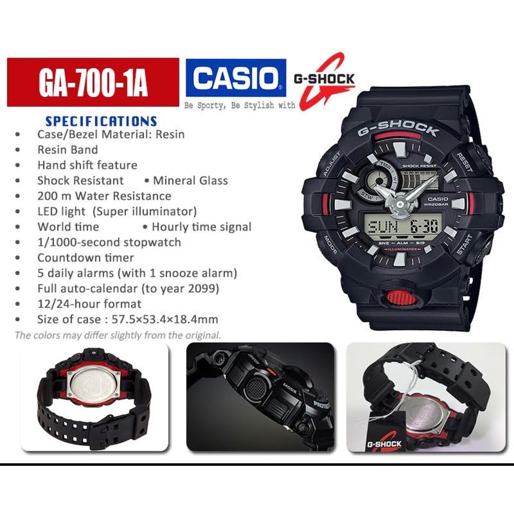 Casio G-Shock GA-700-1A Sports Watch For Men (Black)