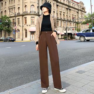 Formal Pants Women Korean High Waist Trousers Loose Straight Wide Leg ...