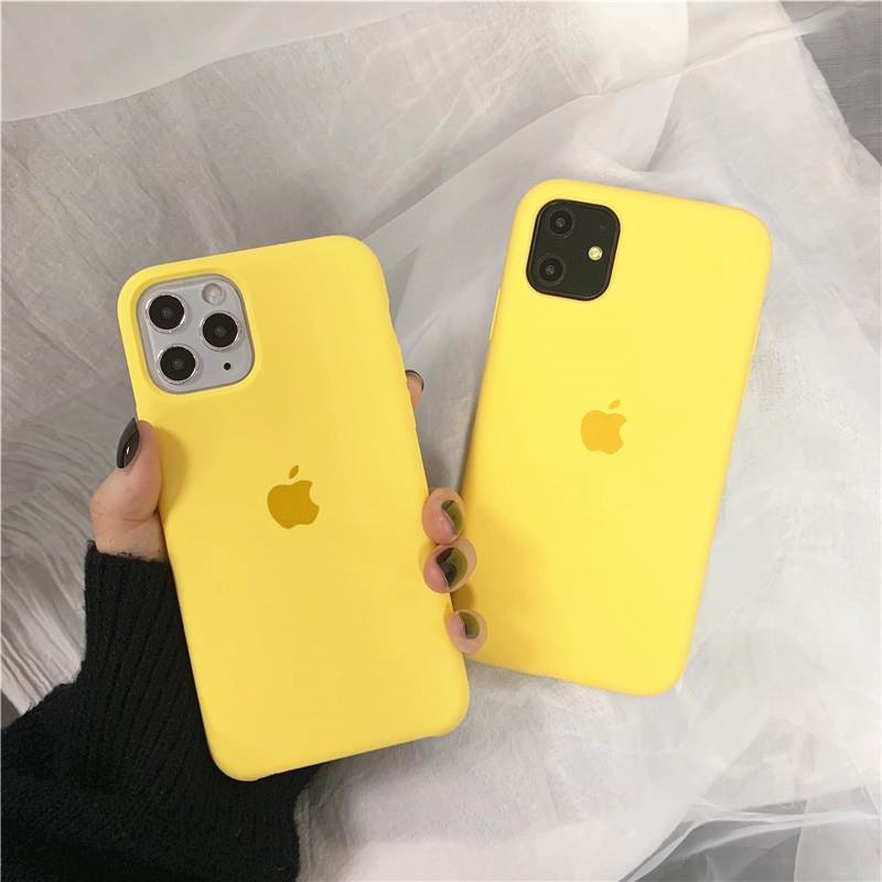 Yellow Full Coverage Iphone 12 12 Pro Max 12mini 11 Pro Max 7 8 Plus X Xs Max Xr 6s 6 Liquid Silicone Phone Case Shopee Singapore