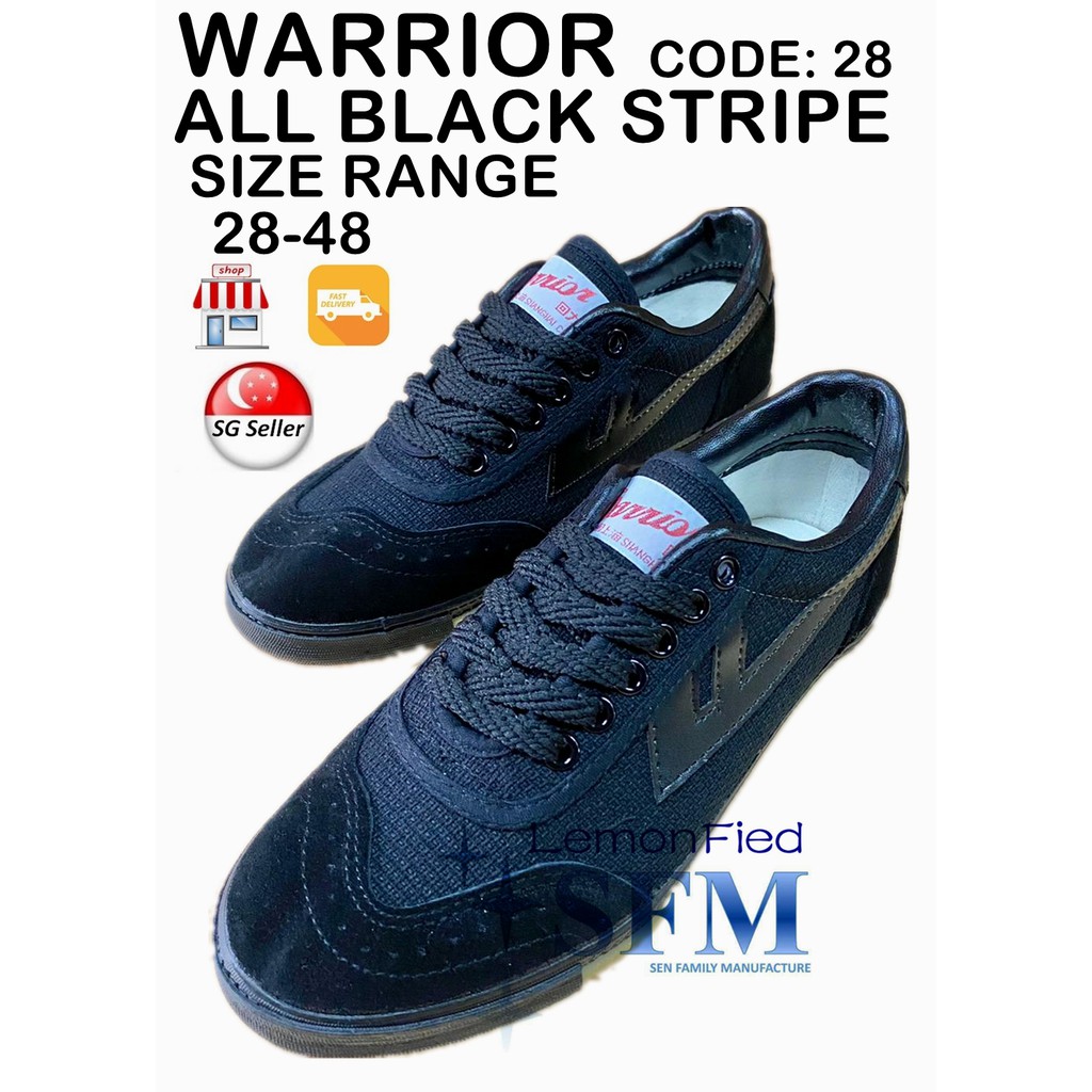 Warrior School Shoes 55H 28A 27A SG Retailer Ready Black Sports Badminton  Fashion Sneaker Canvas Indoor Outdoor Takraw | Shopee Singapore