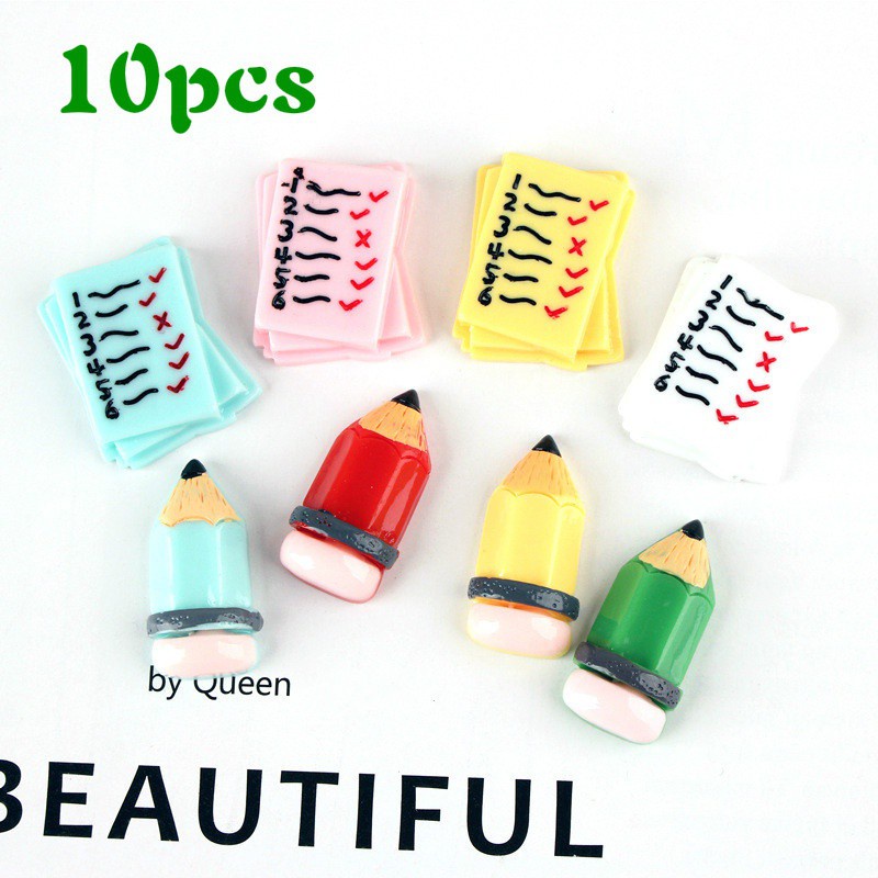 10pcs Test Paper Pencil Resin Flatback Hair Clip Phone Case DIY Jewelry  Earring Pendant Accessories | Shopee Singapore
