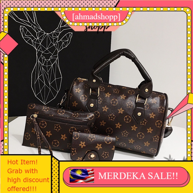 Ahmadshopp Fashion 3 In 1 Set Bag Shoulder Women S Handbag Set Sling Bag Tote Card Pouch Beg Tangan Wanita 1139 Shopee Singapore