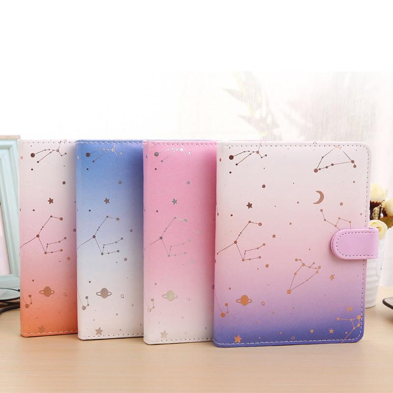 cute kawaii coloring page notebook a6 pu leather constellation diary
