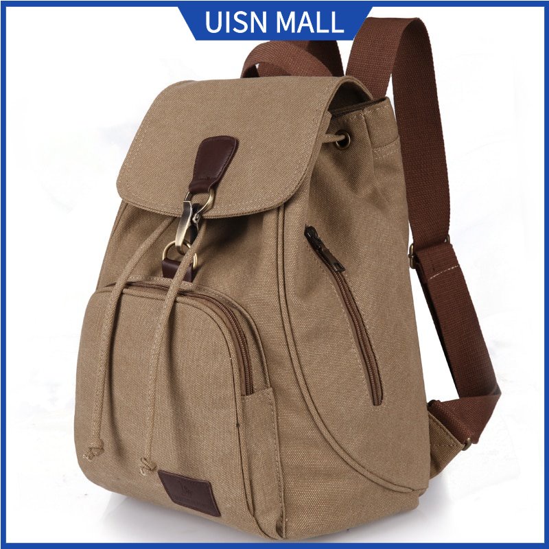 UISN #2812 Women Canvas Backpack Female Vintage Pure Cotton Travel Bag Fashion Laptop School Bags