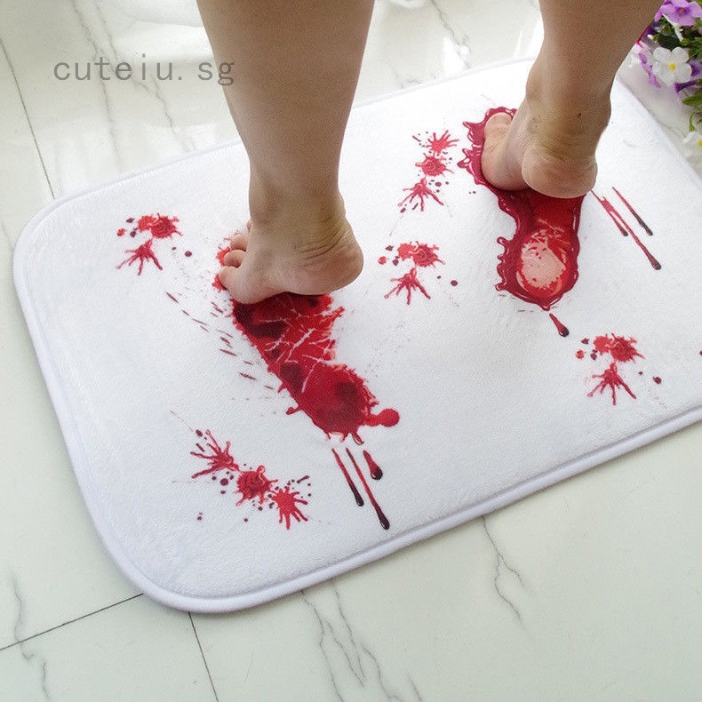 Blood Footprint Bath Mat Door Mat Scary Horror Style Halloween