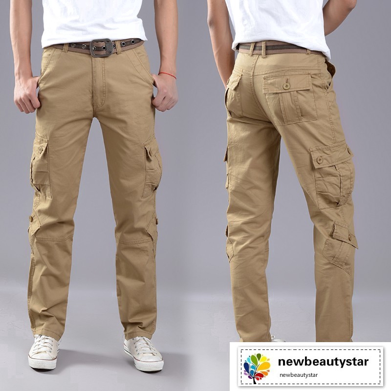 khaki cargo work pants for men