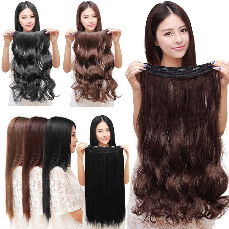 Lady 3 4 Head Clip In Hair Extensions Curly Wavy Straight Hair