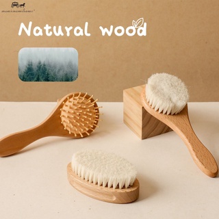 1pc  Baby Hair Comb Wooden Handle Natural Soft Wool Brush Infant Head Massager Baby Girl Bath Care Newborn Gift #3