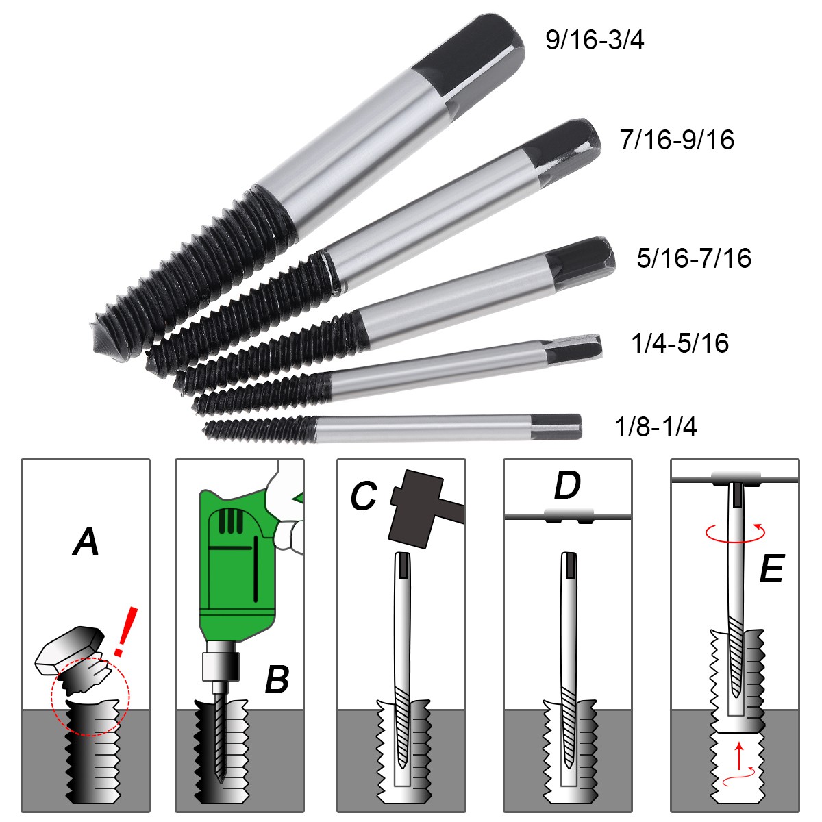 5pcs Screw Extractor Easy Out Set Shopee Singapore