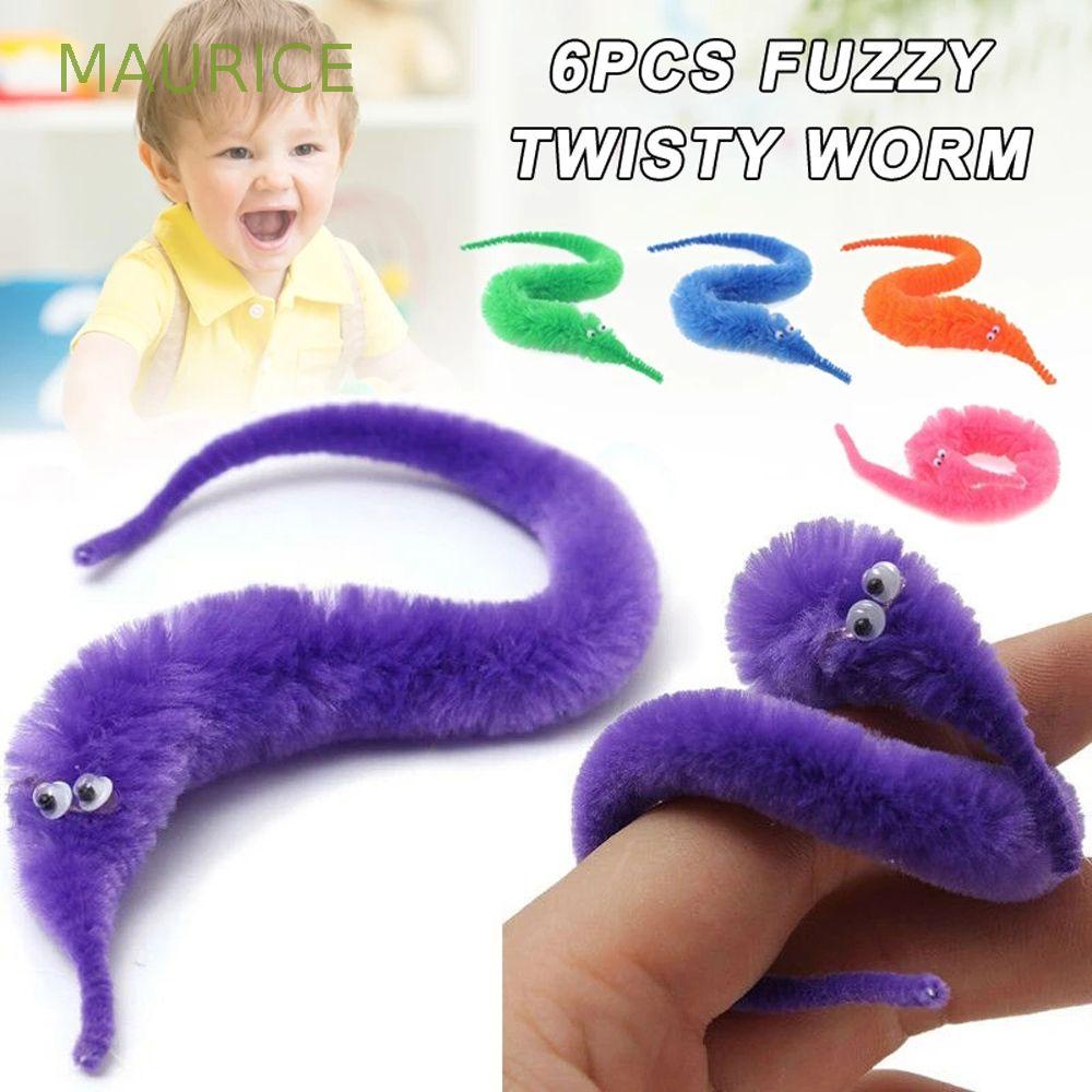 MAURICE Gift for Children Fuzzy Worm Toys Magic Props Worms on a String