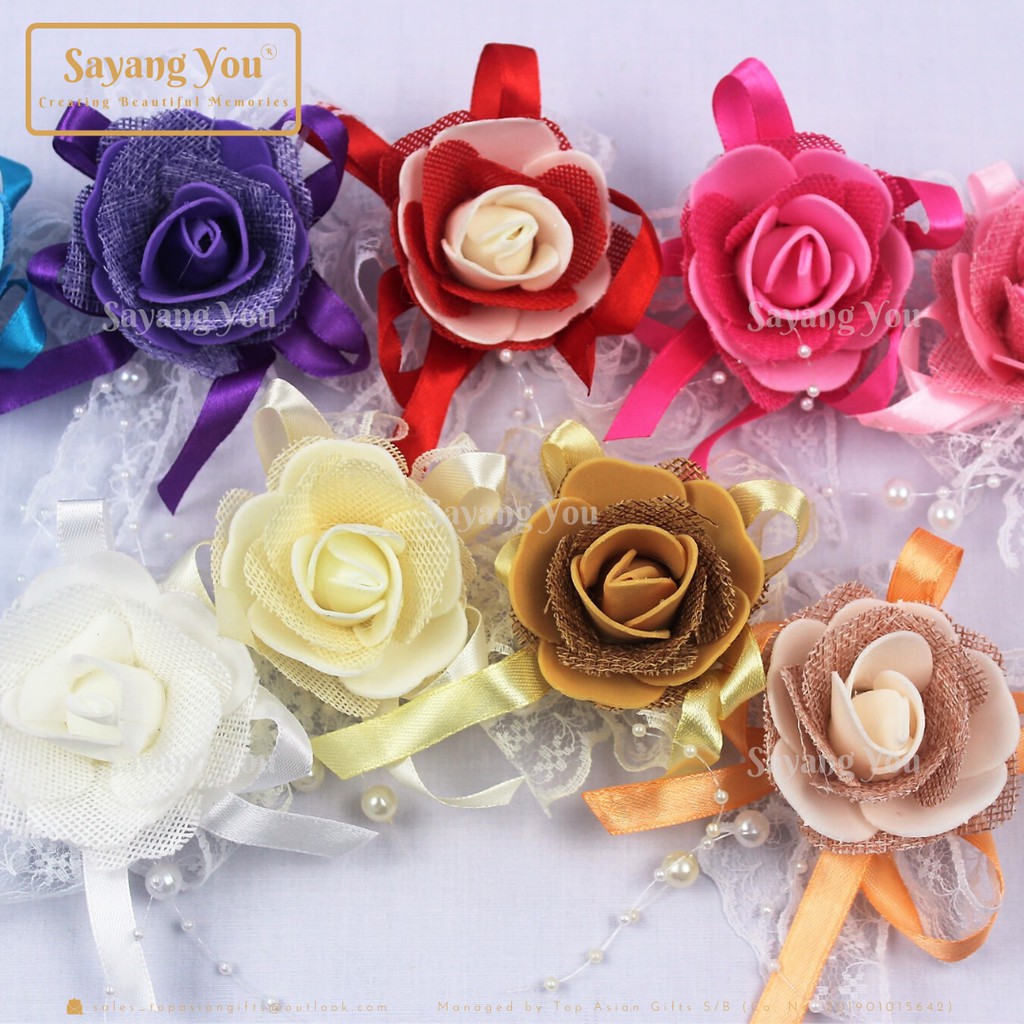 5pcs 5 5x3 5cm Wedding Engagement Event Souvenir Corsage Rosette Bunga Penanggah Bunga Rampai Kahwin Kenduri Parti W006 Shopee Singapore