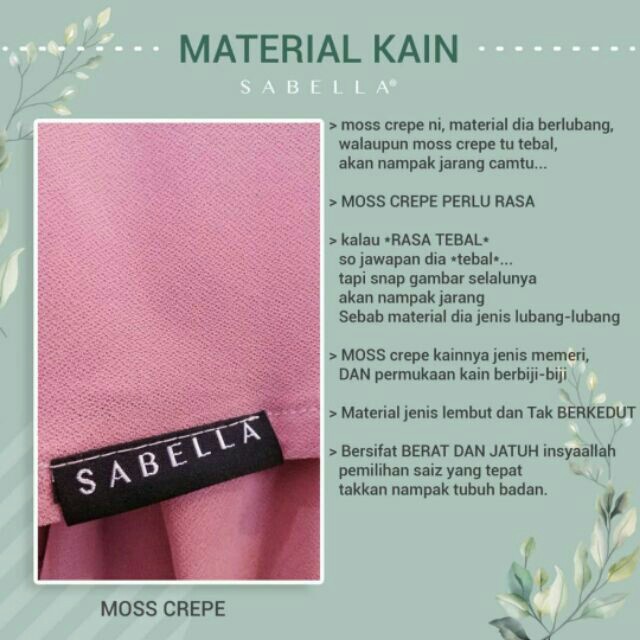 Jubah Printed Maryam Annalia Neella Sabella Tanpa Gosok Kain Moss Crepe Shopee Singapore