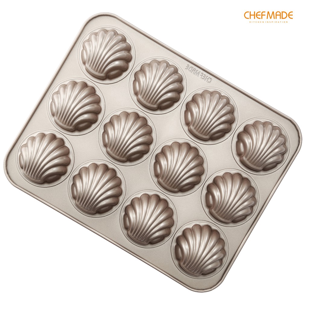 CHEFMADE Madeleine Mold Cake Pan 12Cup NonStick Spherical Shell
