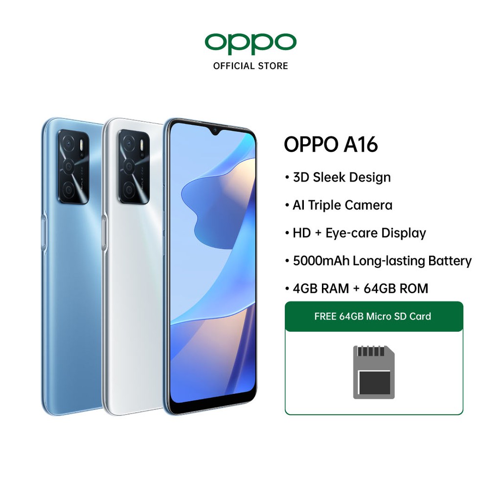 OPPO A16 / AI Triple Camera / HD+ EyeCare Display/ 5000mAh Battery