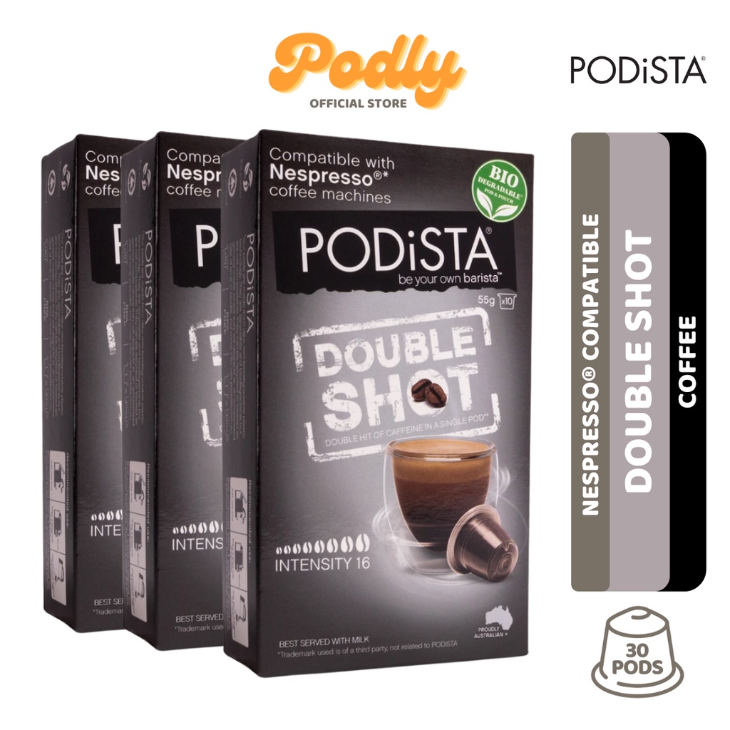 [Bundle of 3] PODiSTA Double Shot Intensity 16 Coffee Australian Capsules
