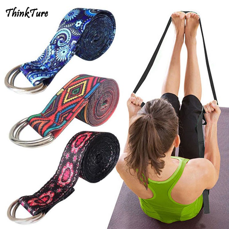 Yoga Stretch Strap Women Multi Colors D Ring Belt Fitness Exercise Gym Rope New