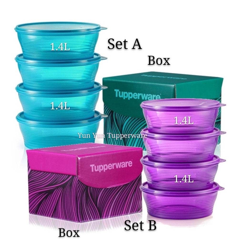 Tupperware Big Wonder 4pcs 1 4l With Box Set A Turquoise Or Set B Purple Shopee Singapore