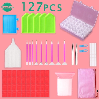 【HF Ready Stock】11/20/45/127Pcs Diamond Painting Kit Set Tools with Grid Storage Sticky Pen Tweezers for Beginners Cheap