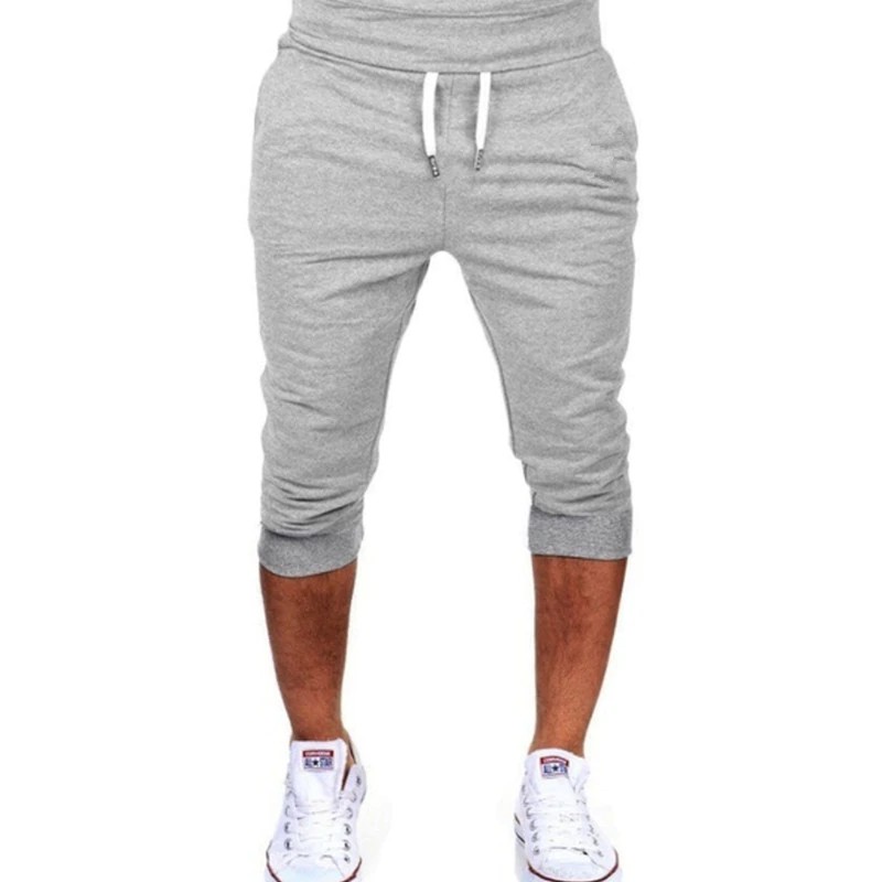 gray sweatpants shorts