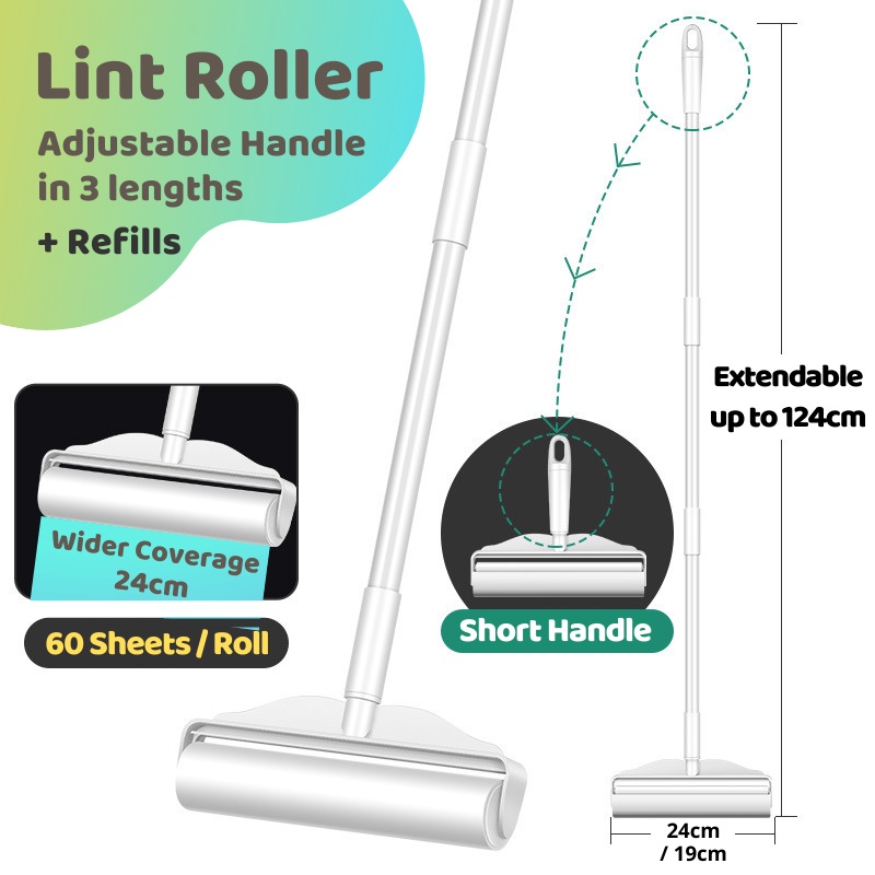 [SG] Lint Roller Sticky Roller Pet Hair Removal Roller, Long Handle