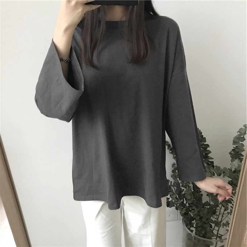 11 Color M 2xl Korean Women Blouse Long Sleeve Baju T Shirt Lengan Panjang Loose Tops Shopee Singapore