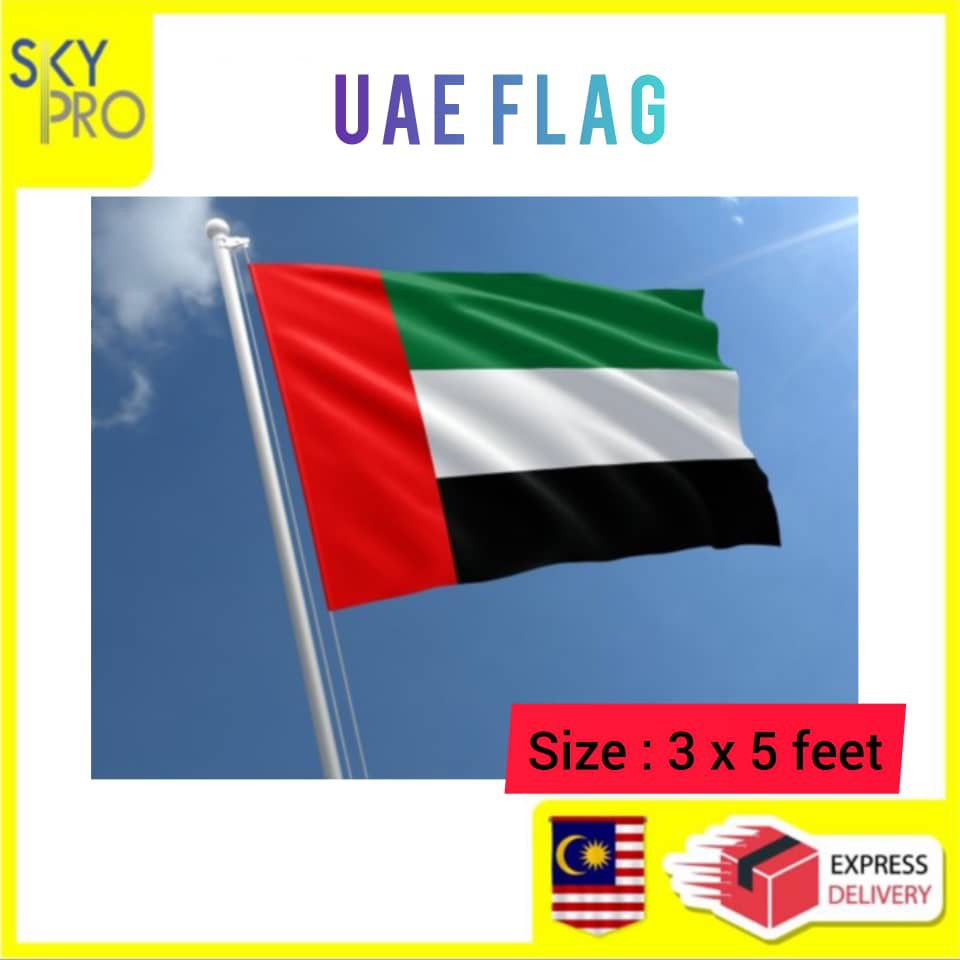 1 Pc Uae Flag 3x5 Feet Kaki United Arab Emirates Ready Stock Malaysia Bendera Negara Uae Flags Shopee Singapore