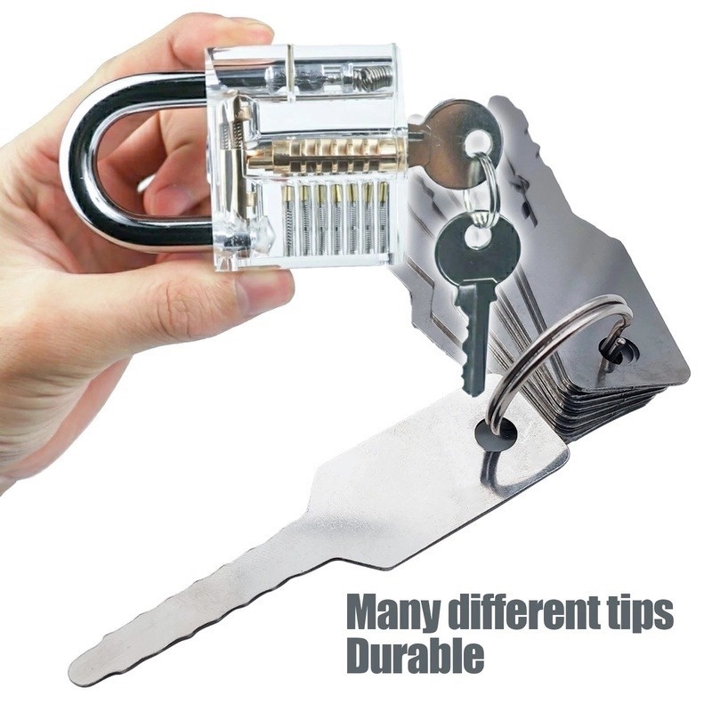 10Pcs Jiggler Keys for Cars Home Door/ Doublesided Unlocking Lock Opening Stainless Steel/ Auto Repair Kit Locksmith Tool