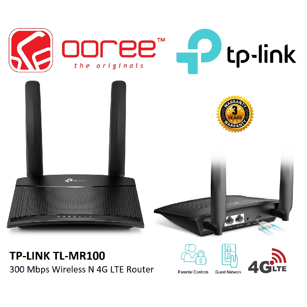 Tp Link Tl Mr100 Mbps Wireless Ng Lte Router With Sim Card Slot And Two Detachable Advanced Lte Antennas Shopee Singapore