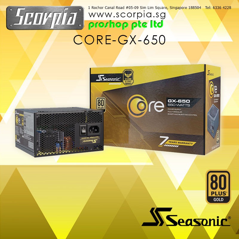 Seasonic CORE GX-650 Gold Full Modular 650W PSU 80 Gold Plus Power ...