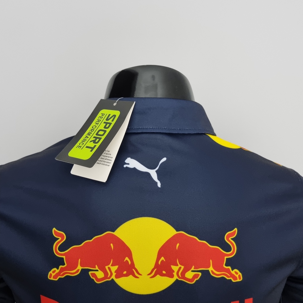 Image of Red Bull Racing 2022 Team Polo Shirt Uniforms Men's Modern Fit Short Sleeve Collar Golf Polo Shirt Script Logo #6