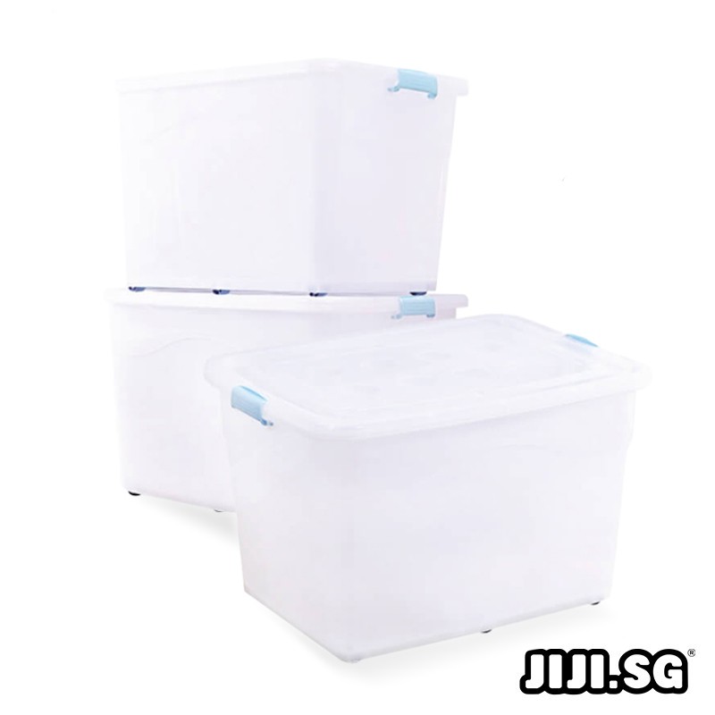 (JIJI SG) TRANSPARENT Storage Container Stacking Storage Box 40L 65L 100L 145L PP Plastic