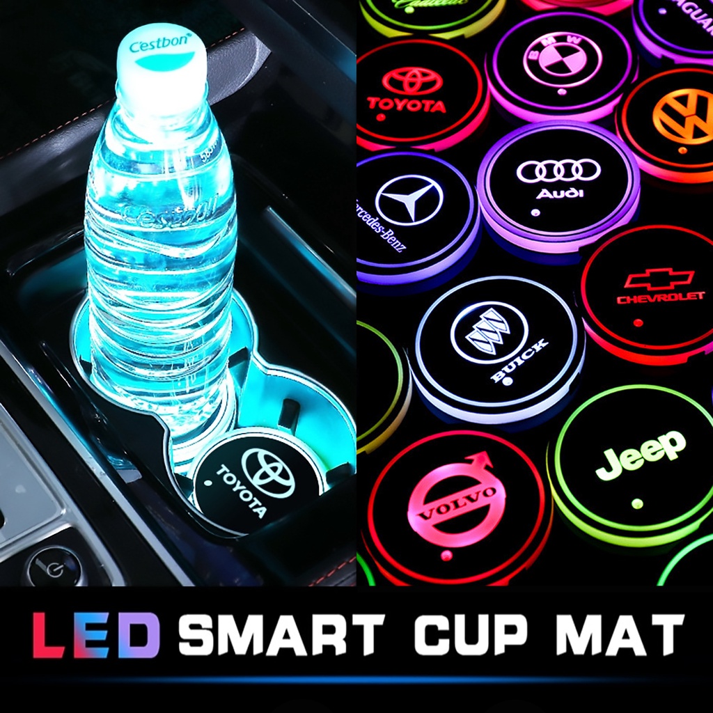 Auto sport 2PCS LED Cup Holder Mat Pad Coaster with USB Rechargeable Interior Decoration Light for Buick Accessory 