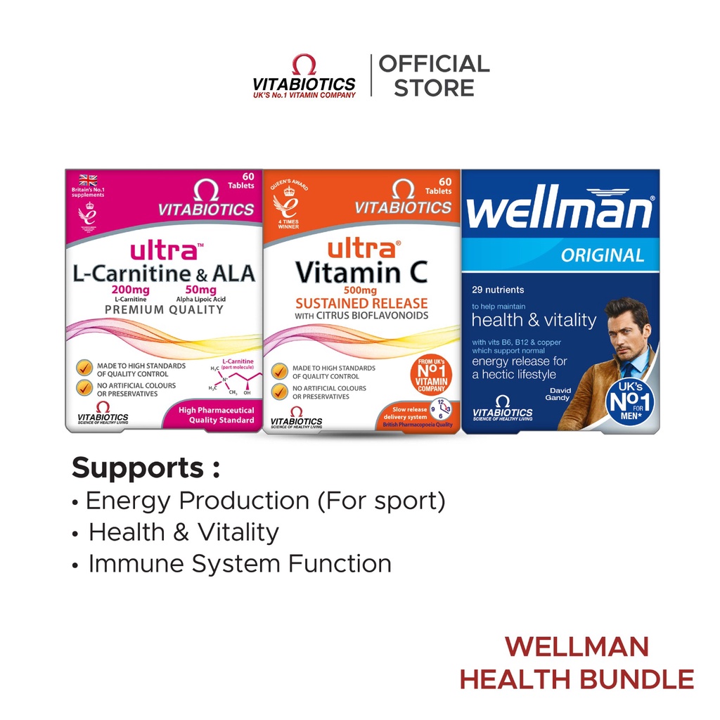 [Wellman Health Bundle] Vitabiotics LCarnitine & ALA 60 Tablets